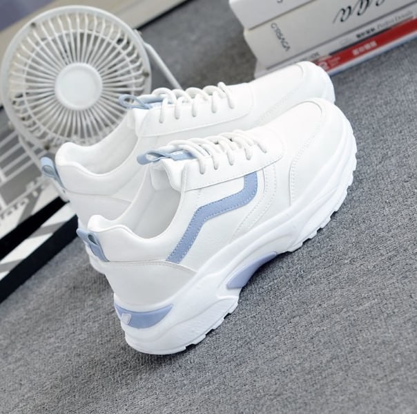 GanGdun新款女式新款系带低跟小白鞋运动休闲运动鞋