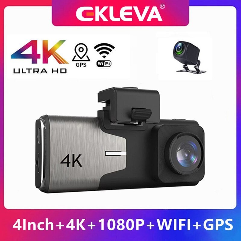 EKLEVA 4 英寸车载 DVR 摄像头 4K&1080P 录像机 WIFI 速度 GPS 行车记录仪行车记录仪汽车登记
