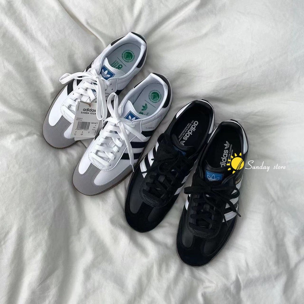 Аdidаs Οriginals SΑMBA 黑白 白黑皮面 復古 德訓鞋 經典 休閒 男女鞋B75807 FW2427